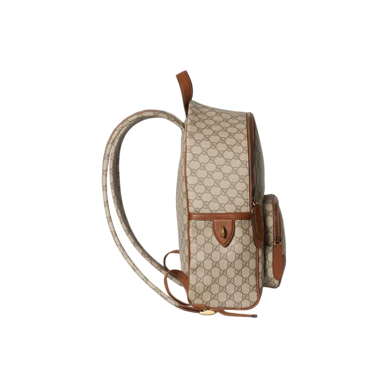 GUCCI GG Emblem Coated Canvas Backpack Medium Size Men's Beige & Dark Brown-2