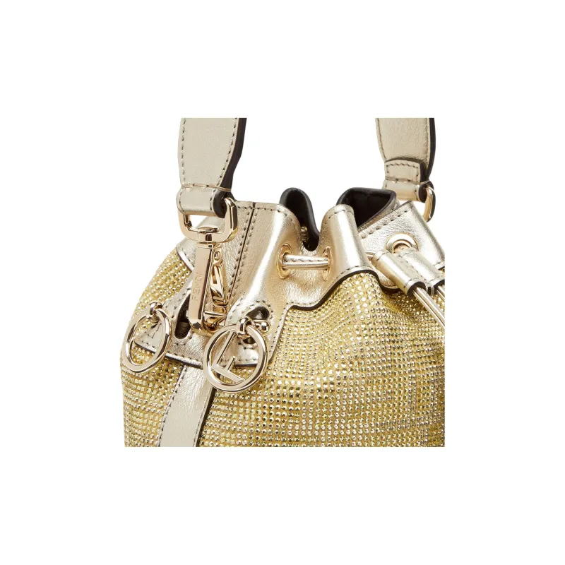 FENDI Mon Tresor Calfskin Bucket Bags One Shoulder Handbags Mini Women's Champagne-4