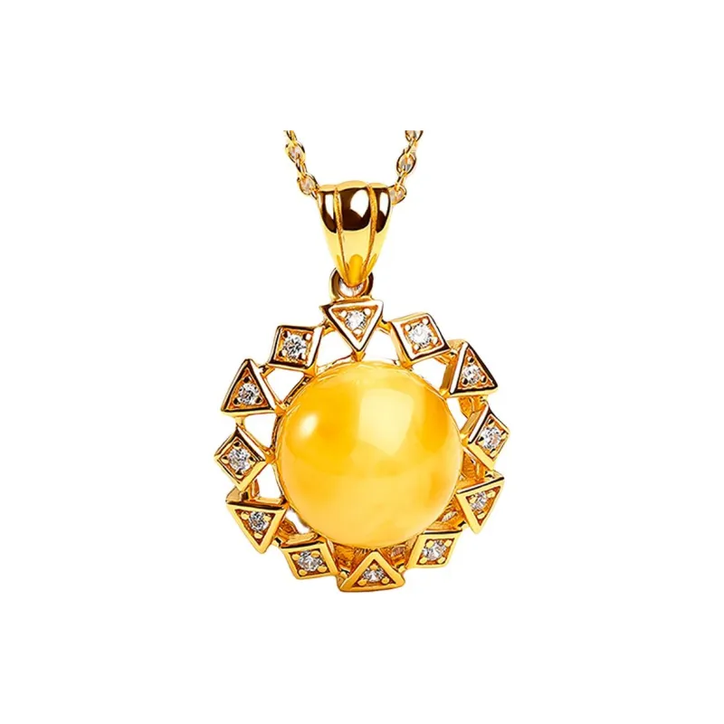 Oriental Jade Amber Beeswax Jade Necklaces Women's-0
