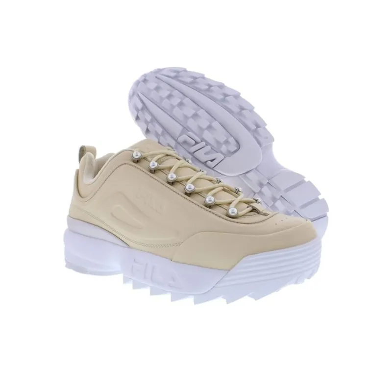FILA Disruptor Anti Slip Wear Resistant Low Top Running Shoes Women's Ecru-4