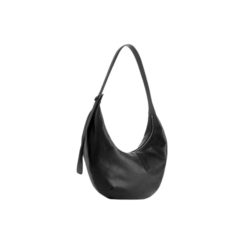 ARKET Cow Leather Split Cow Leather Shoulder Bag Medium Size Women's Black-1