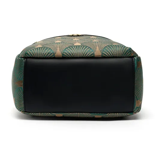 ZOOLER Cow Leather Backpack Medium Size Women's Elegant White/Dunhuang Green/Navy Black-11