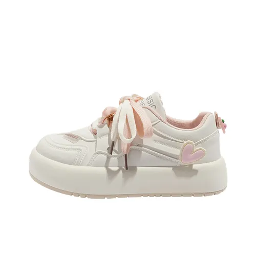 KATHRYN WILSON Slip Resistant Low Top Skateboard Shoes Women's White Pink