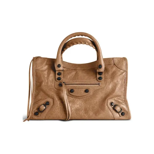 Balenciaga Le City Lambskin Tote Bag Shopping Bag Shoulder Bag Handbag Small Size Women's Camel