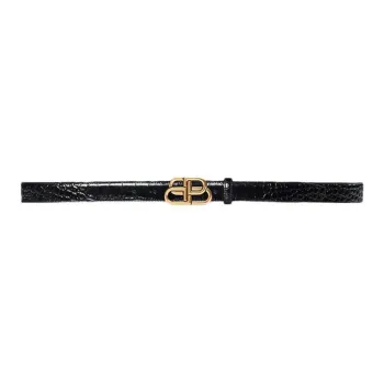 Balenciaga Bb Embossed Croc Thin Belt