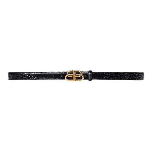 Balenciaga Bb Embossed Croc Thin Belt