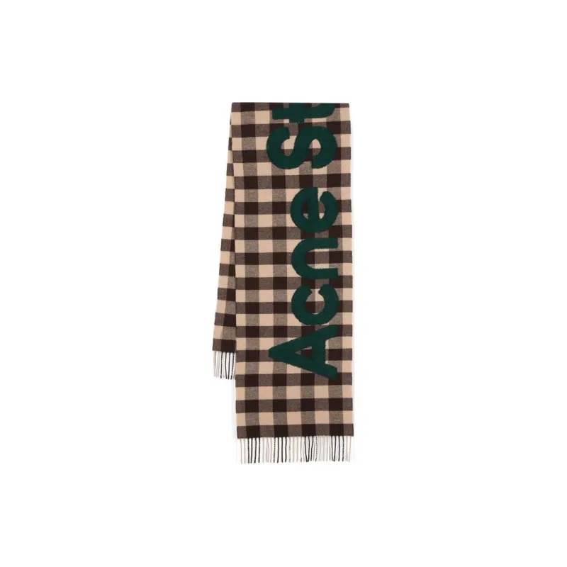 Acne Studios Logo patch Checked Wool Scarf-1