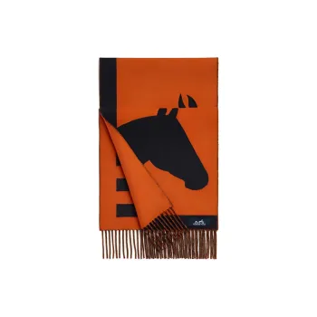 HERMES Knit Scarves Unisex Orange