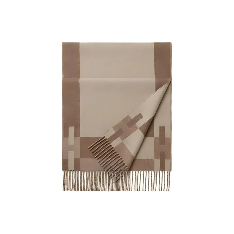 HERMES Cashmere Knit Scarves Women's Chalk White-1