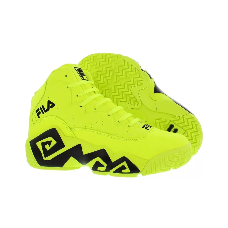 FILA MB Anti Slip Wear Resistant Mid Top Basketball Shoes Men's Yellow-3