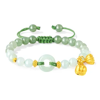 Lao Feng Xiang Hetian Jade Bracelets Pale Greenish White Jade Women's
