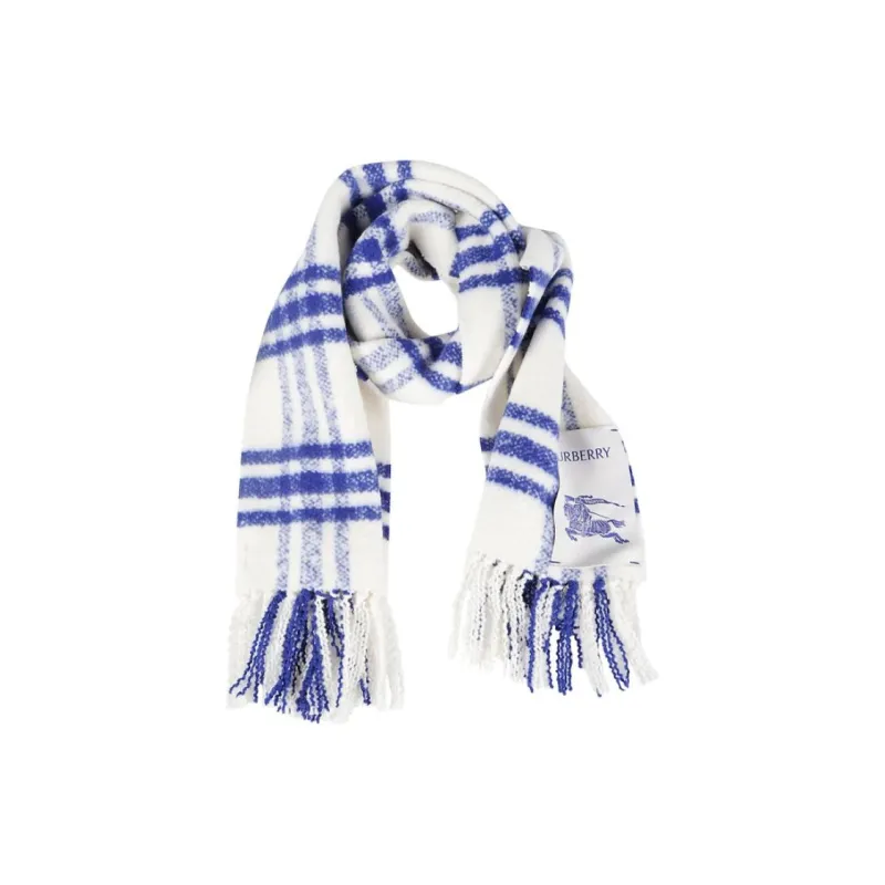 Burberry Logo Patch Checked Frienged Edge Scarf-1