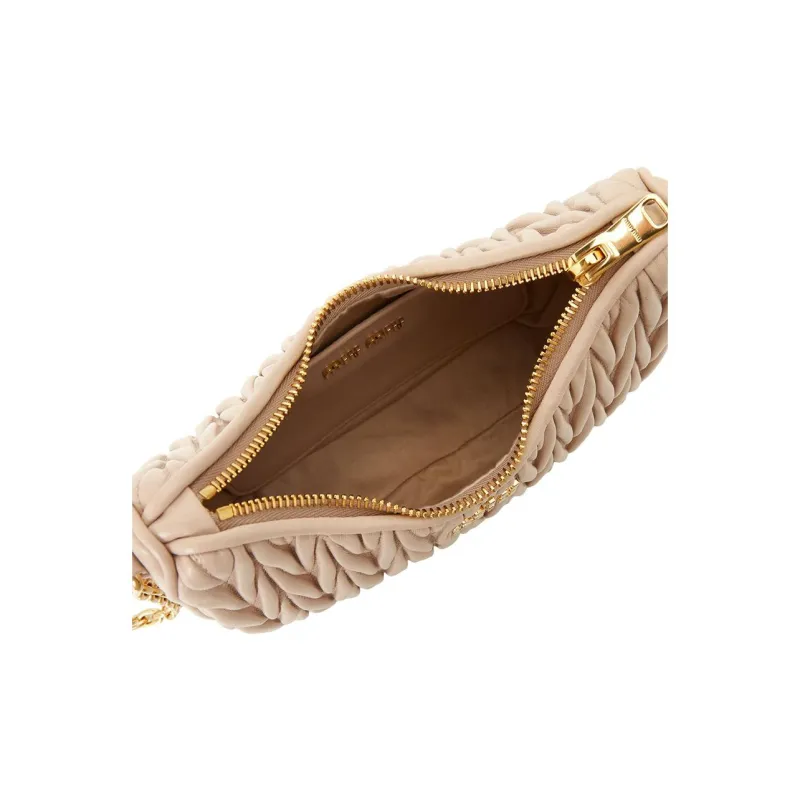 MIU MIU Sheepskin Crossbody Bag Shoulder Bag Women's Nude-6