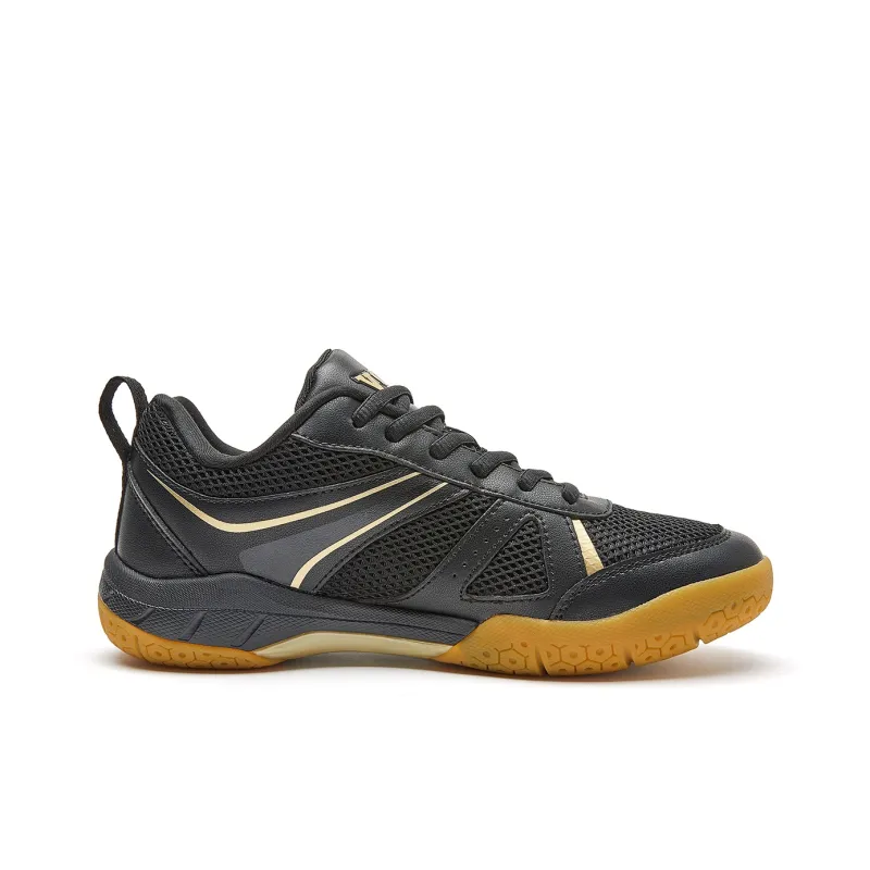 VOIT Cushioning, Breathable, Supportive Low Top Badminton Shoes Unisex Black Gold-1