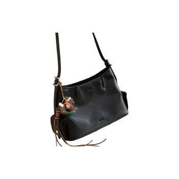 GELANDAI Vegetable Tanned Cow Leather Shoulder Bag Tote Women's Black/Brown