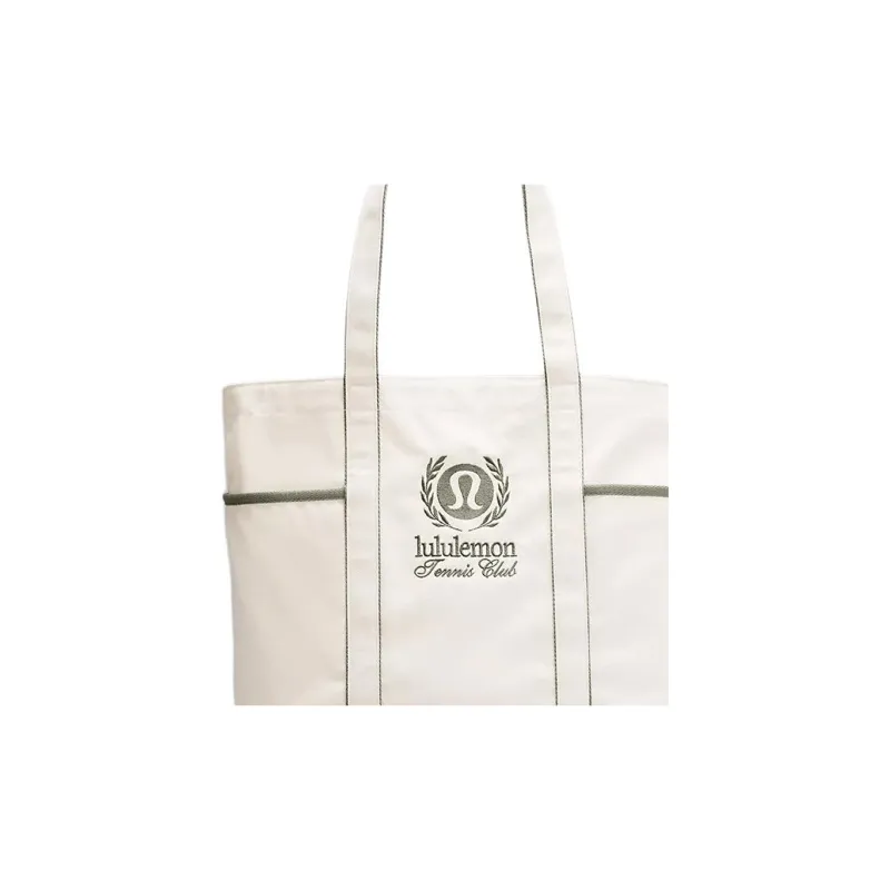 Lululemon Canvas Tote Bag, Shopping Bag, Handbag Regular Unisex Natural & Gray & Eucalyptus-2