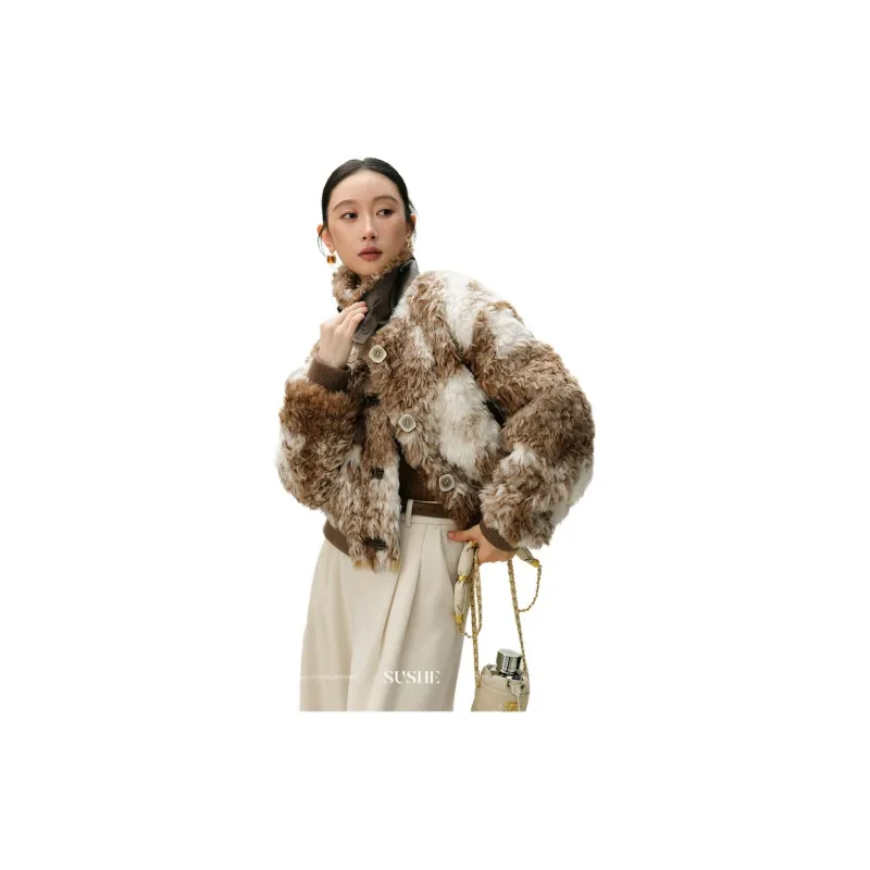 SHUXI Jackets & Coats Women's Warm Fuzzy Brown-1