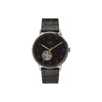 TIMEX Wrist Watch Automatic Mechanical Movement Leather Watch Bands 40mm Black Dial Men's Watches