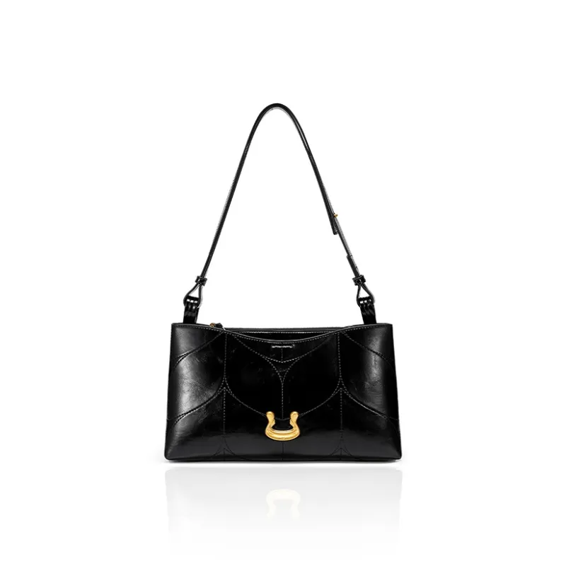 JUST STAR Synthetic Leather Portable Crossbody Underarm Shoulder Bag Regular Women's Brown/Black/White-4