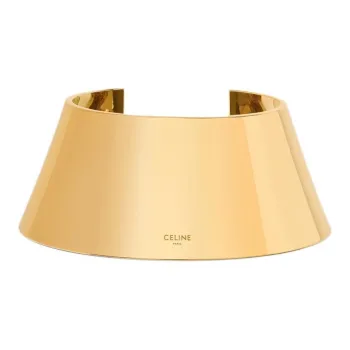 CELINE Formes Abstraites Pyramid Cuff In Brass With Gold Finish
