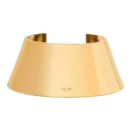CELINE Formes Abstraites Pyramid Cuff In Brass With Gold Finish
