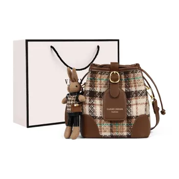 VINEY Fabric Shoulder Bag Crossbody Bag Bucket Bag Small Size Women's Coffee
