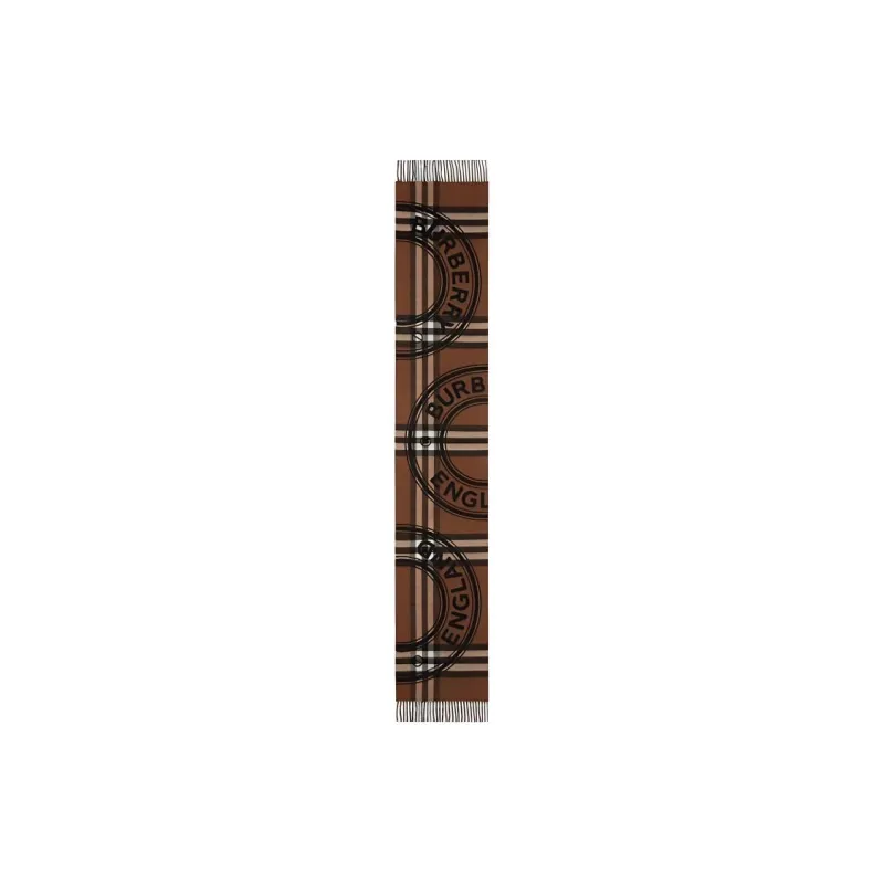 Burberry Logo Checked Fringed Scarf-1