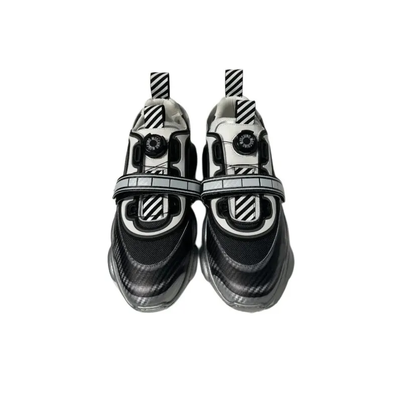 MOSCHINO Low Top Casual Shoes Women's Black Silver-2