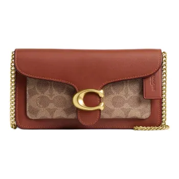 COACH Tabby Delicate Calfskin Shoulder Bag Small Size Women's Brass Braided Havana Caramel