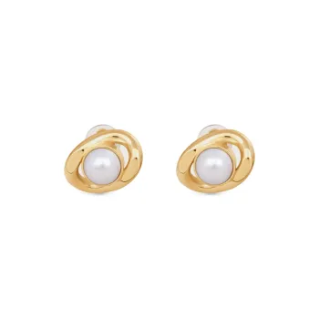 CELINE Les Perles CELINE Maillon Earrings In Brass With Gold Finish And Resin Pearls
