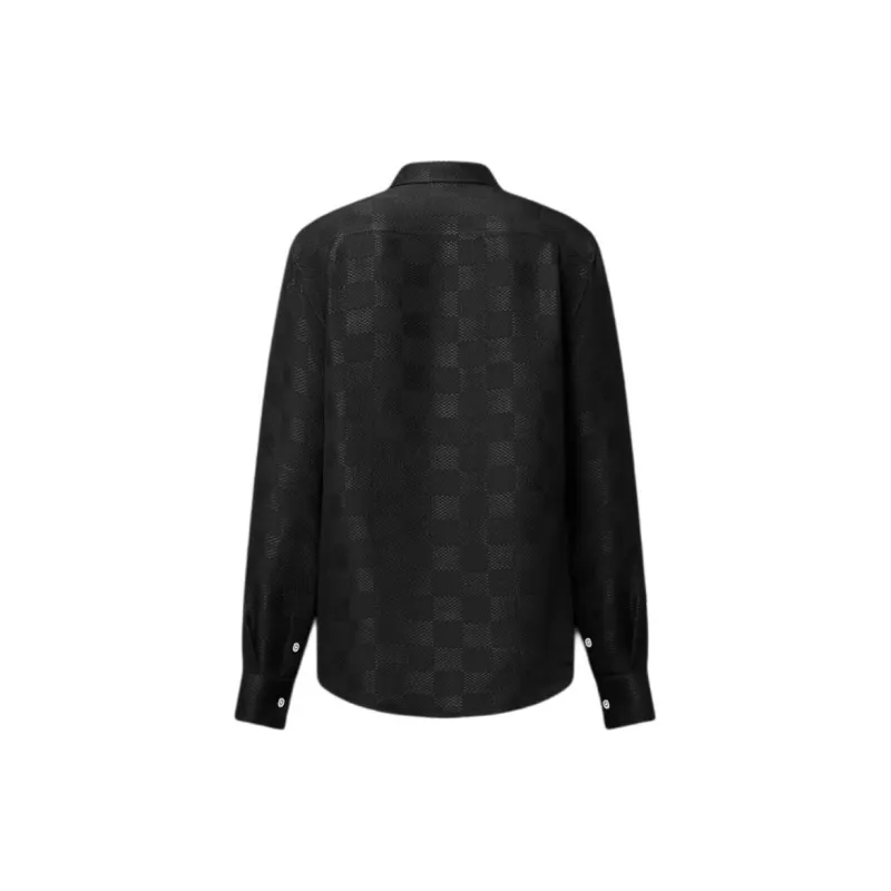 LOUIS VUITTON Jacquard Damier Long Sleeved Silk Shirt-1