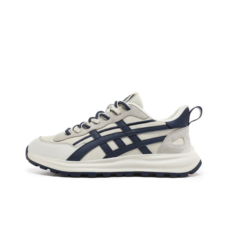 CEDAR HAN Slip Resistant Breathable Height Increasing Low Top Casual Shoes Women's Beige Dark Blue-0