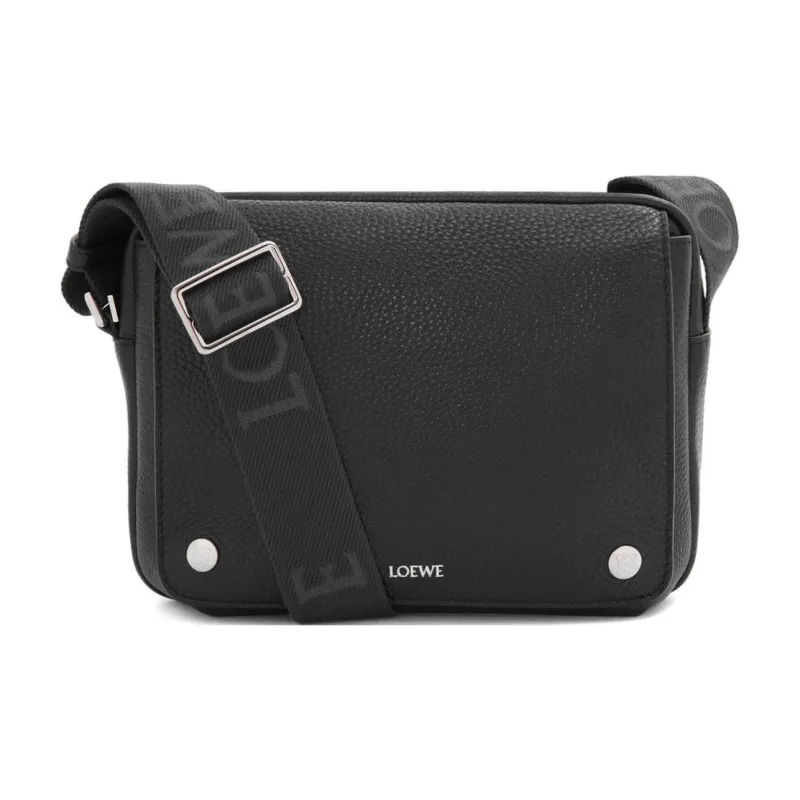 LOEWE Grain Calfskin Messenger Bag, Crossbody Bag, Shoulder Bag Mini Men's Black-0