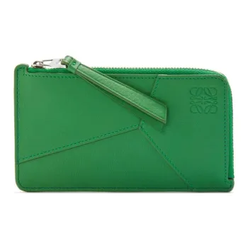 LOEWE Puzzle Calfskin Coin Purses Card Holders Men's Tropical Green