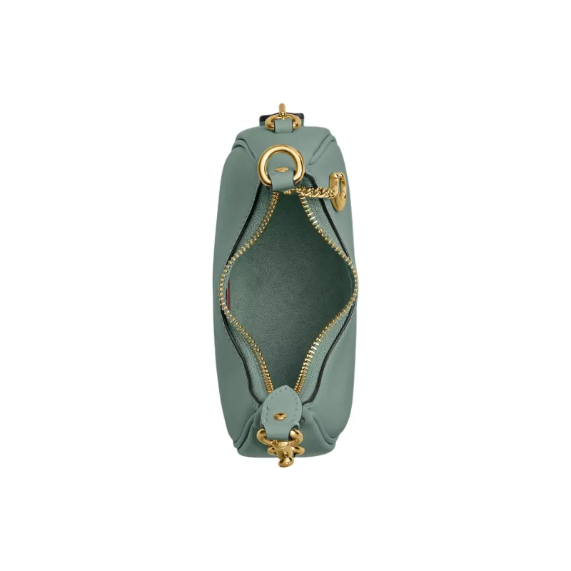 COACH JONIE Glove Tanning Crescent Bag, Shoulder Bag, Crossbody Bag, Handbag Mini Women's Brass With Sage Green-2