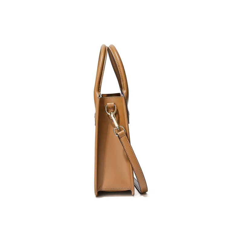 RED DRAGONFLY Split Cow Leather With Microfiber Synthetic Leather Handbag Unisex Brown-3