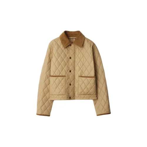 Burberry Collared Quilted Button Up Jacket