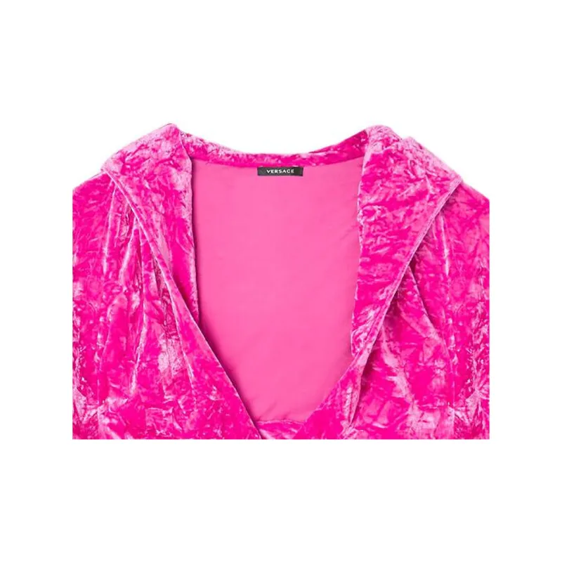 VERSACE Medusa Plaque Crossover Velvet Top-4