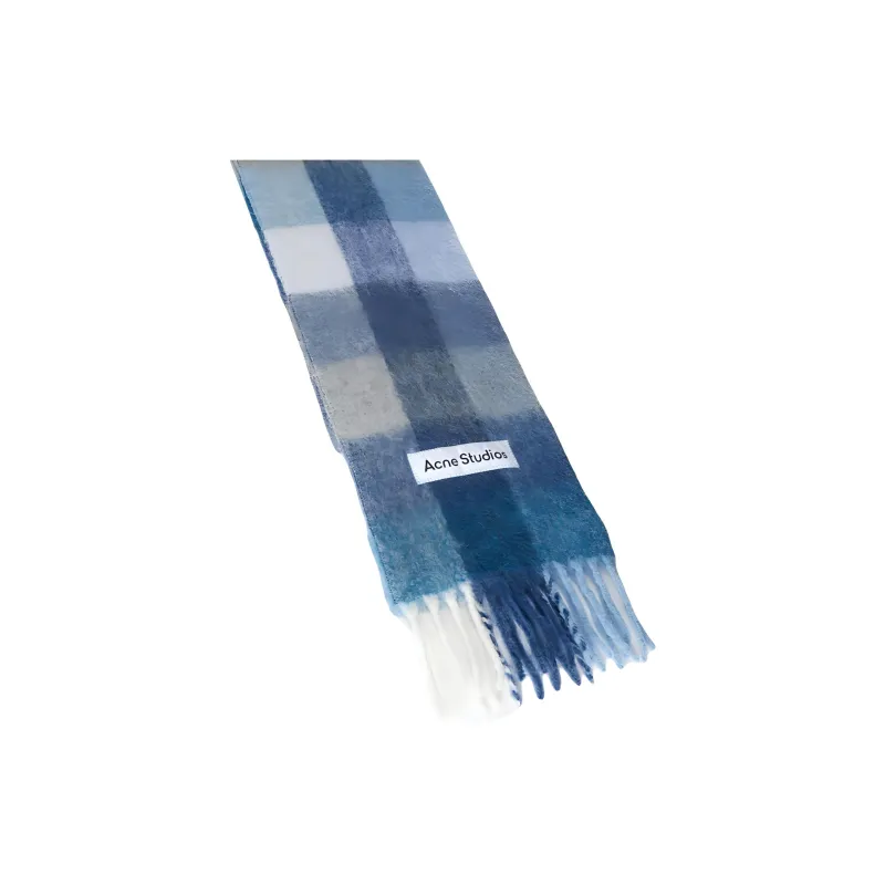 Acne Studios Logo Patch Checked Scarf-2