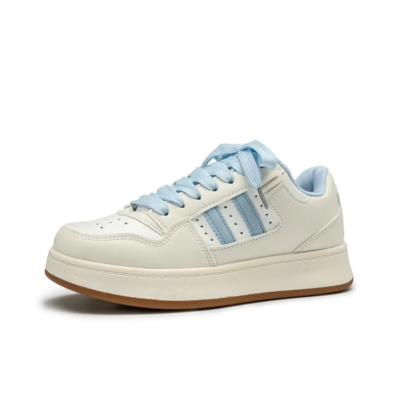 SHUXIAOBEI Anti Slip And Wear Resistant Lightweight Low Top Skateboard Shoes Unisex White Blue-26