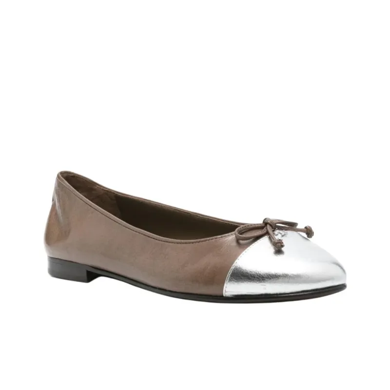 TORY BURCH Bow-detail Leather Ballerina Shoes-2
