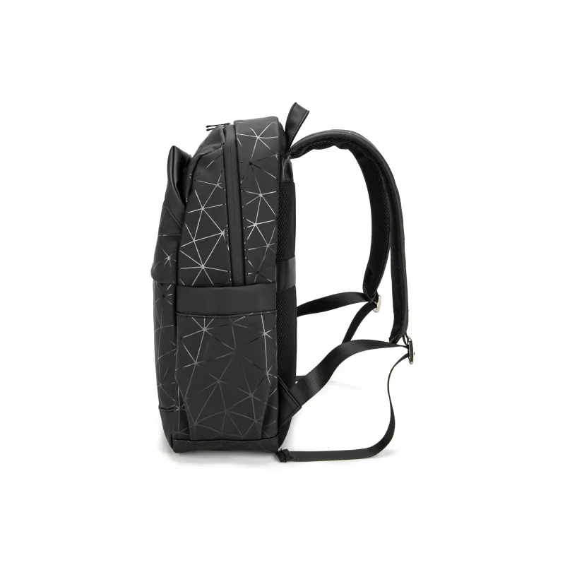 Slazenger PU Business Commute Students Patchwork Backpack Regular Men's Black/Diamond Black-6
