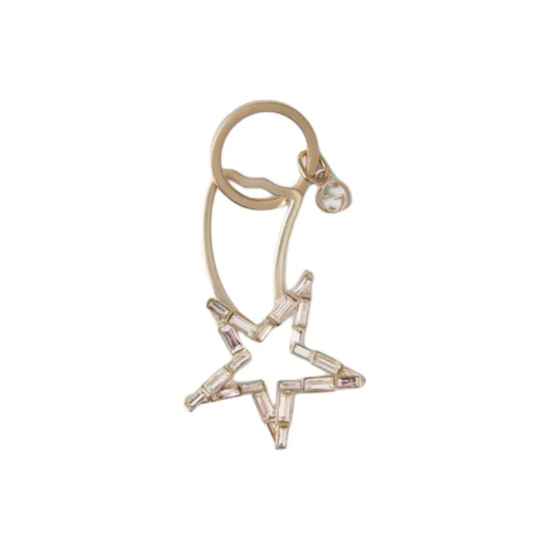 GUCCI Metal Crystal Keychains Unisex Gold-0