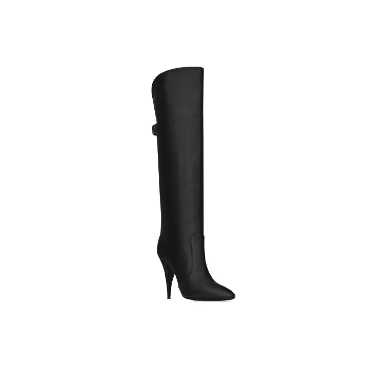 SAINT LAURENT Knee High Boots 10cm Women's Black-1