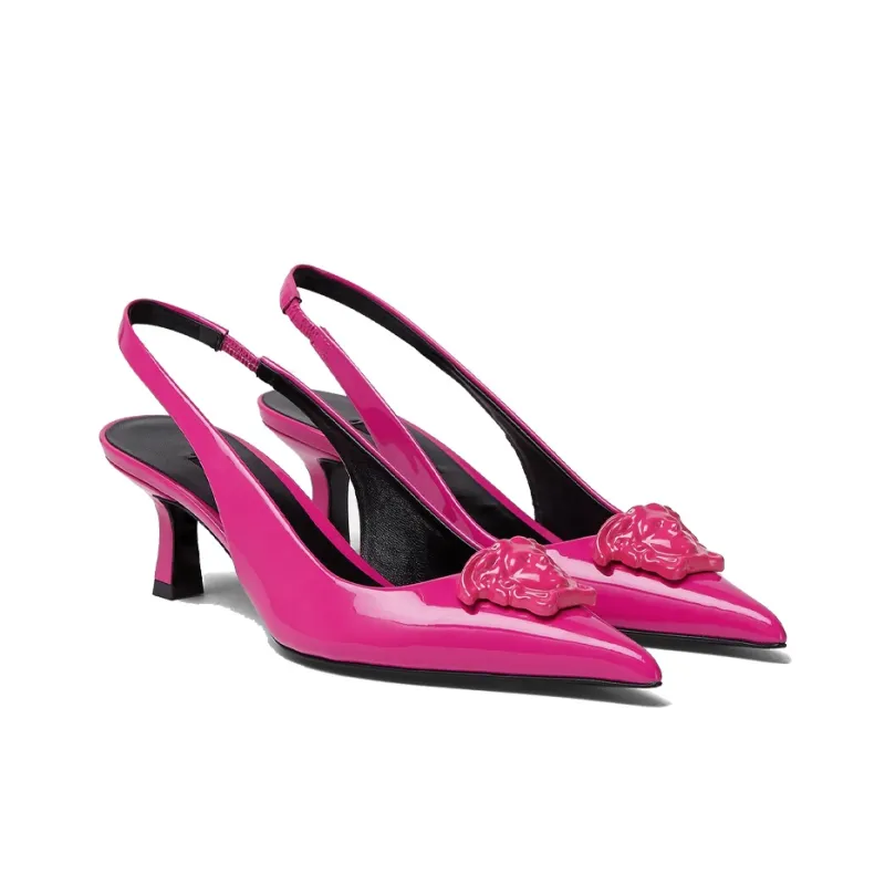 VERSACE La Medusa High Heels Women's Rose Red-2