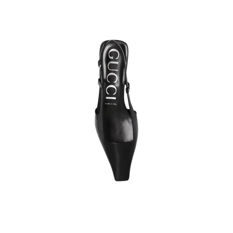 GUCCI 35mm Crocodile-effect Slingback Pumps-3
