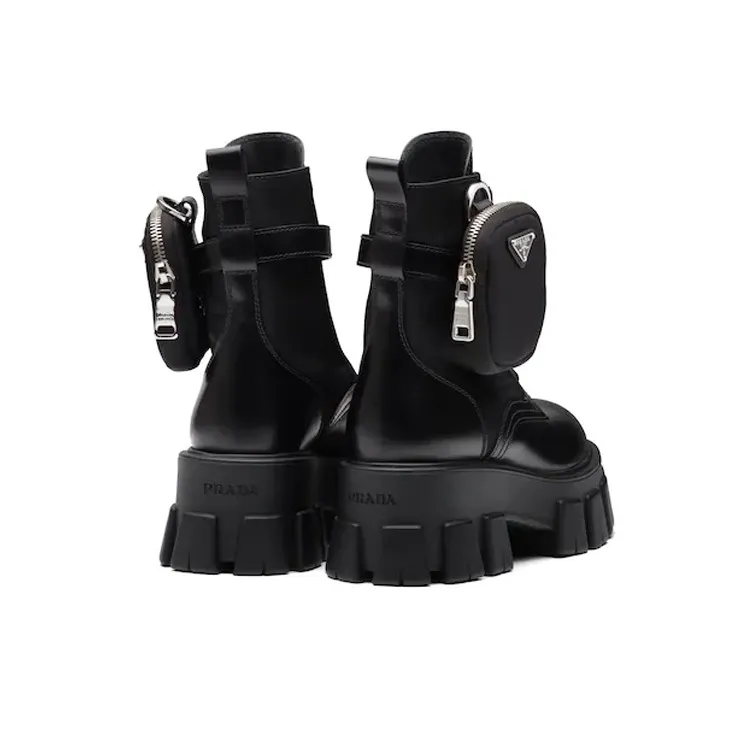 PRADA Monolith Pouch-detail Leather Boots-4