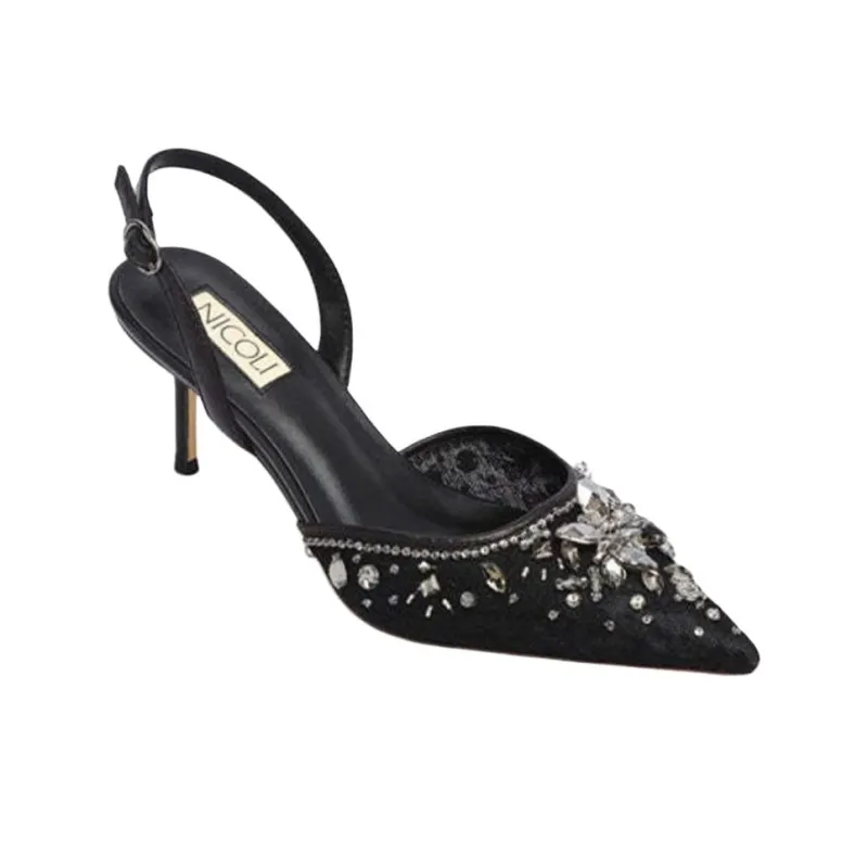 NICOLI Hailee Slim Heel High Heels 7cm Women's Black-2