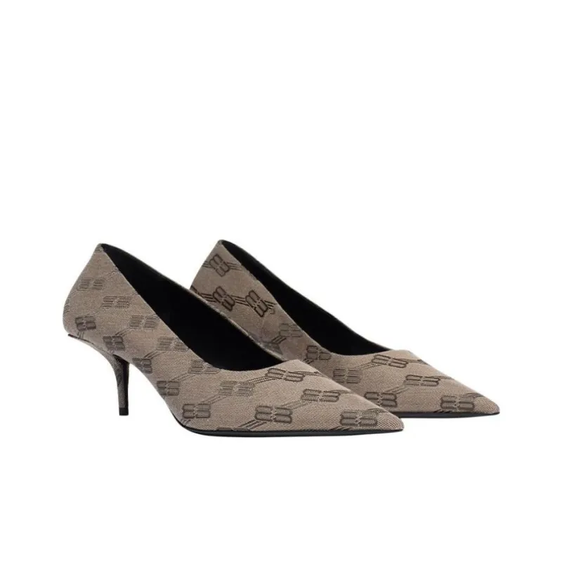 Balenciaga 60mm Square Knife Bb Monogram Pumps 'Tan' Women's-2