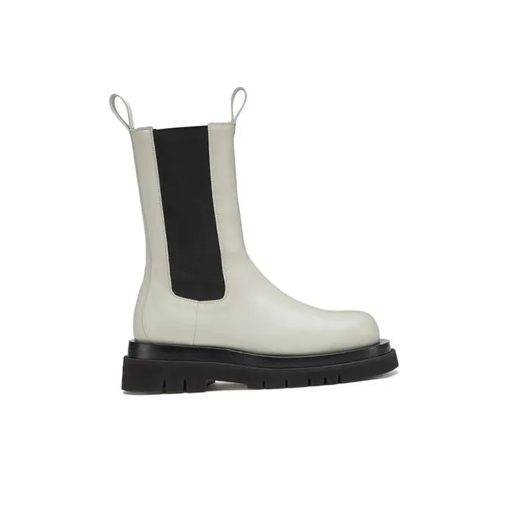 Bottega Veneta Lug Short Chelsea Boots Women's White Black-1